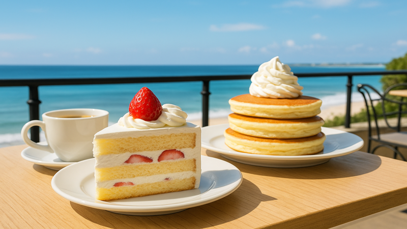 2.海が見えるオーシャンビューケーキカフェ
