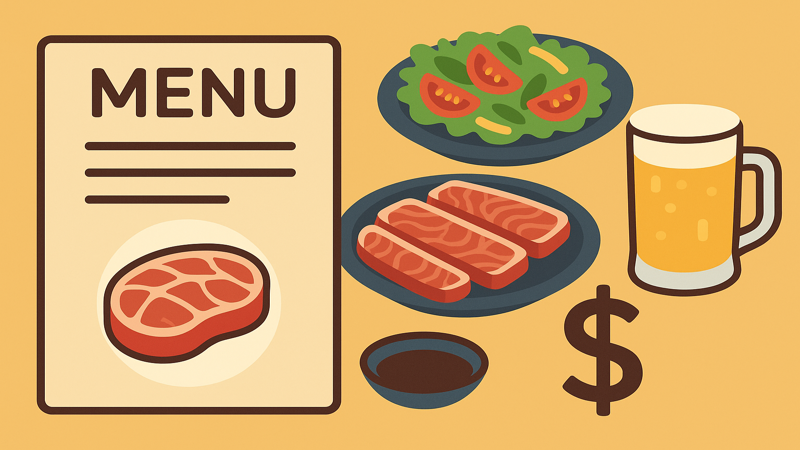 2. 北谷 牛角のメニューと料金