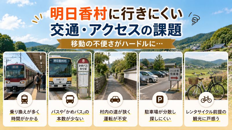 2.交通・アクセス面で明日香村に行けない理由